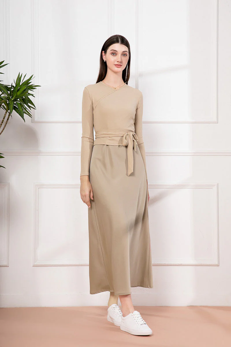 Ribbed Cardigan & Satin Dress - Image 4